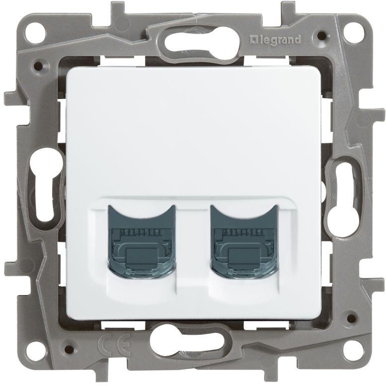 Розетка компьютерная Legrand Etika двойная RJ45, категория 6 UTP, белый