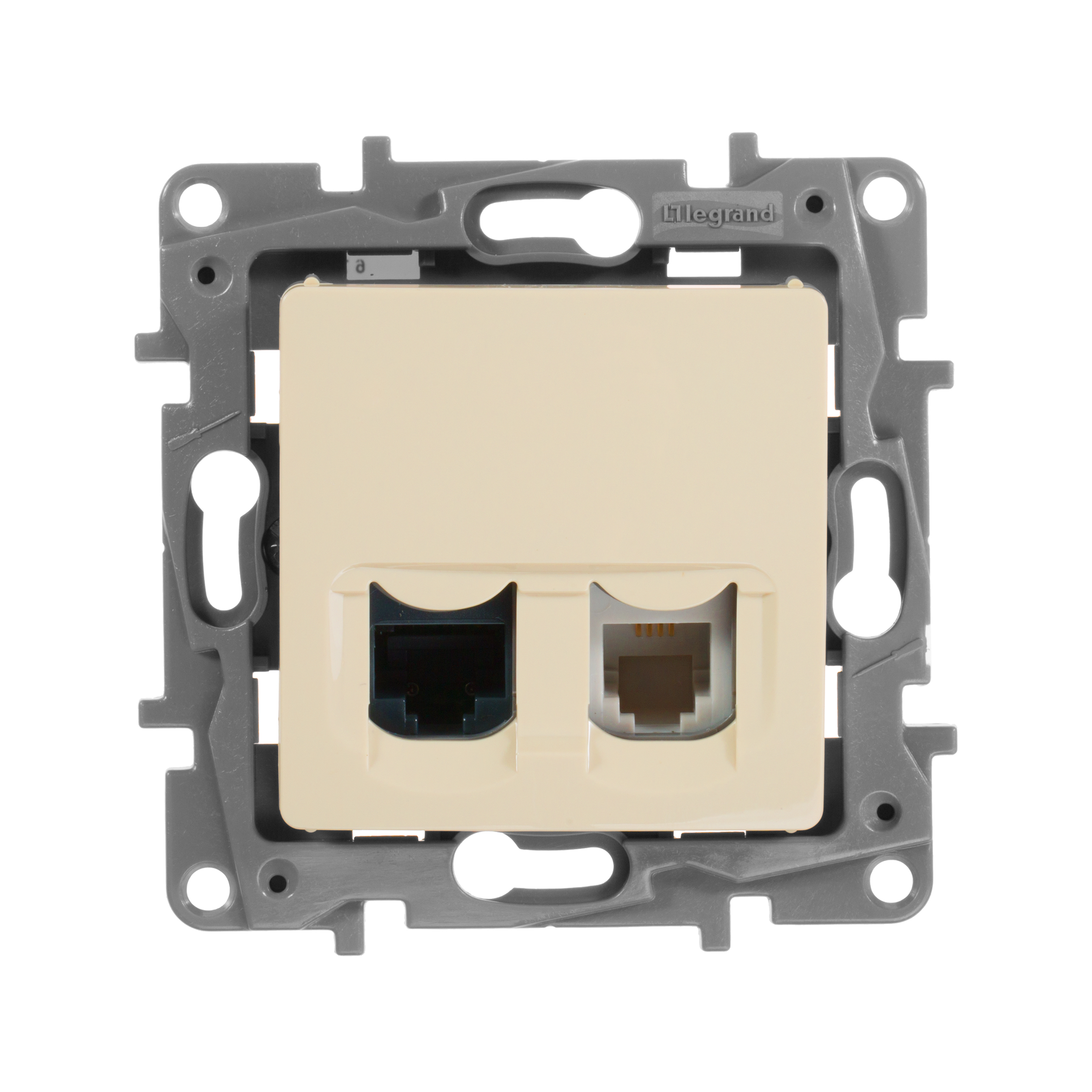 Розетка телефонная+компьютерная Legrand ETIKA RJ11+RJ45 категория 5 UTP слоновая кость