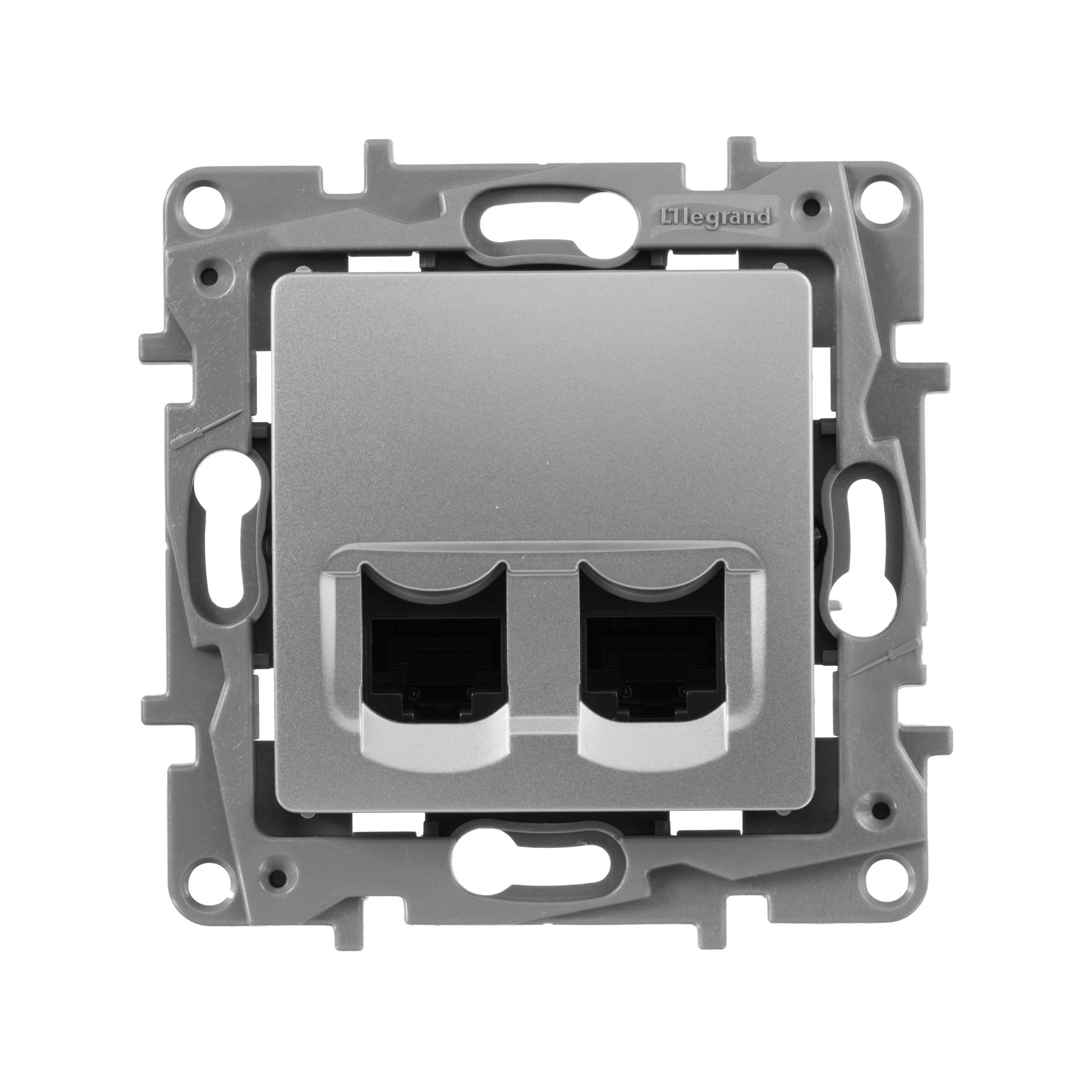 Двойная розетка Legrand ETIKA RJ 45 категория 5е UTP алюминий