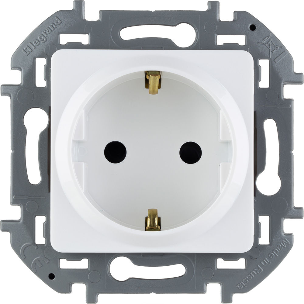Розетка Legrand INSPIRIA 2К+З немецкий стандарт 16 А 250 В~ со шторками белый