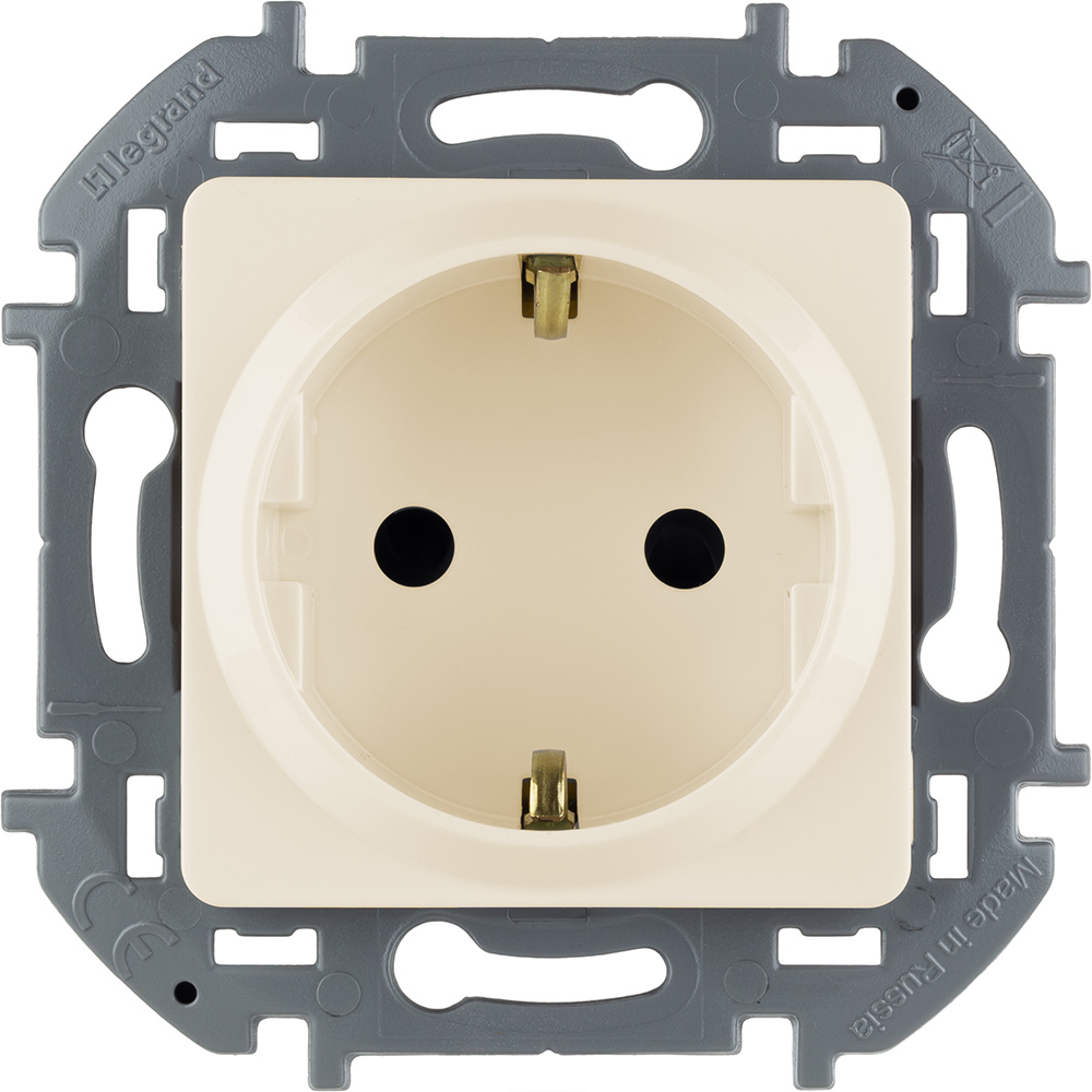 Розетка Legrand INSPIRIA 2К+З немецкий стандарт 16 А 250 В~ со шторками слоновая кость