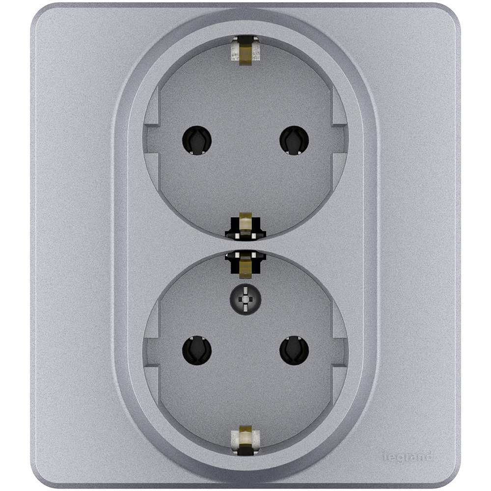 Розетка Legrand INSPIRIA 2 x 2К+З немецкий стандарт 16 А 250 В~ алюминий