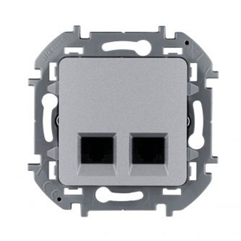 Розетка информационная Legrand INSPIRIA 2хRJ45 - кат.5e UTP алюминий