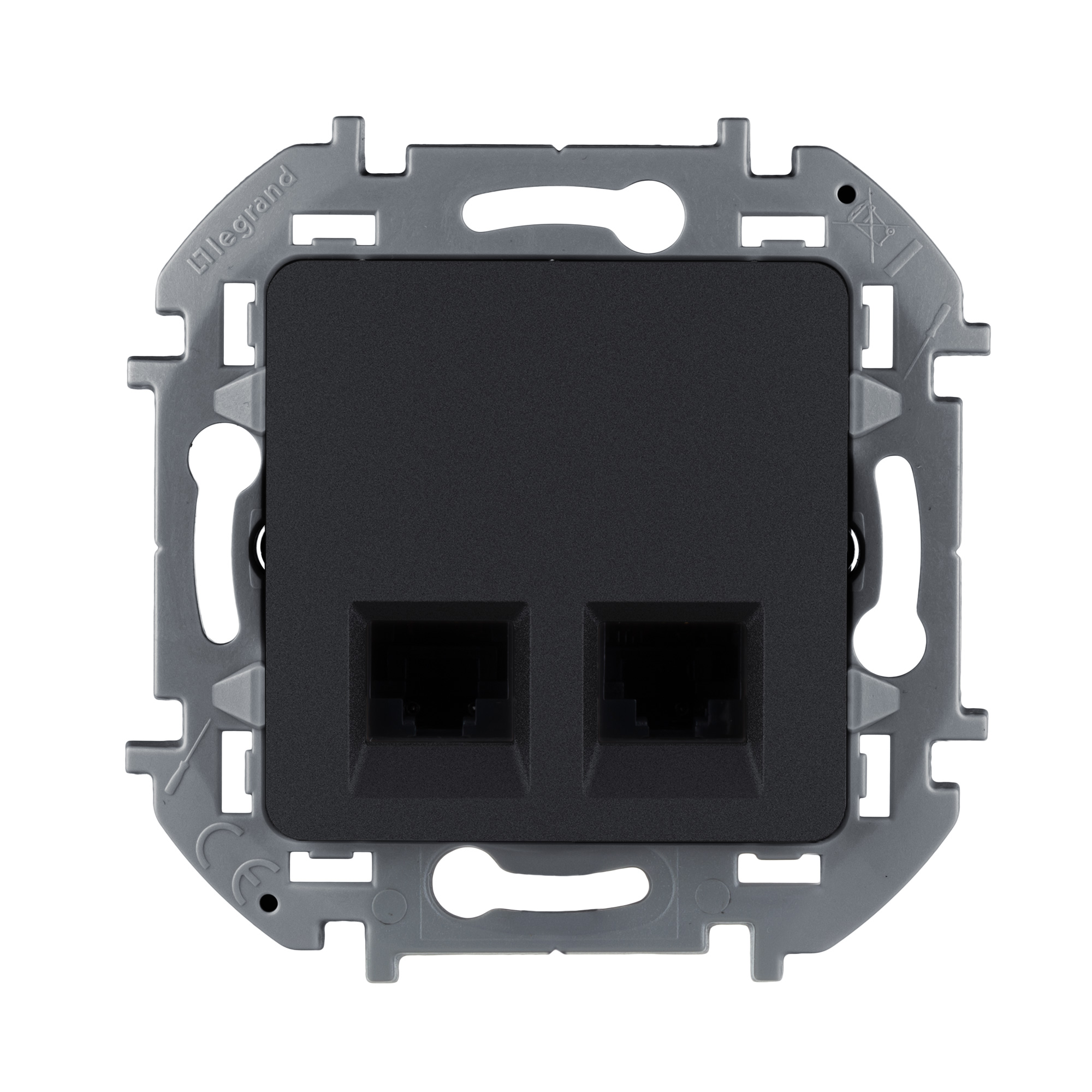 Розетка информационная Legrand INSPIRIA 2хRJ45 - кат.5e UTP антрацит купить с доставкой по РФ