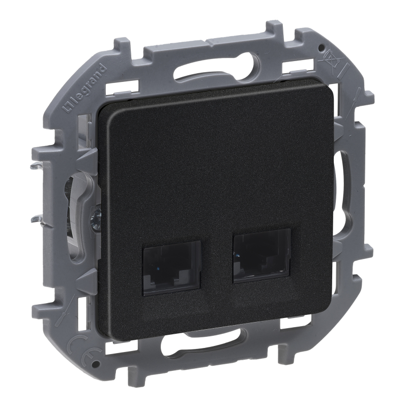 Розетка компьютерная двойная Legrand Inspiria RJ45, категория 6 UTP, антрацит