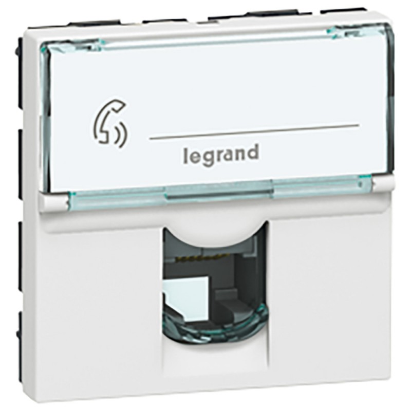 Розетка телефонная Legrand Mosaic RJ12, 6 контактов, 2 модуля, белый