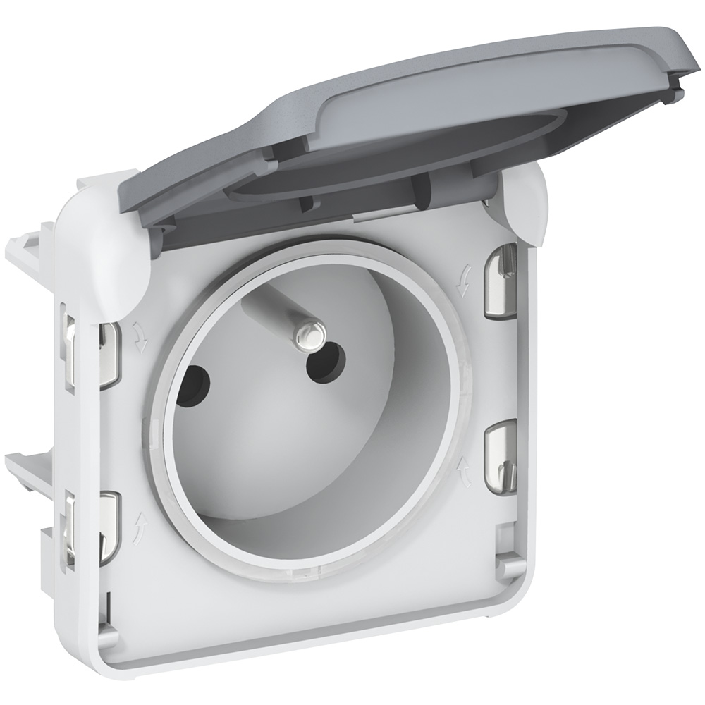 Розетка Legrand Plexo 2К+З SCHUKO серая