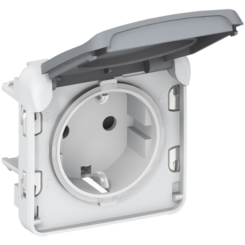 Розетка Legrand Plexo с заземлением и крышкой, 16А, 250В, IP55, белый