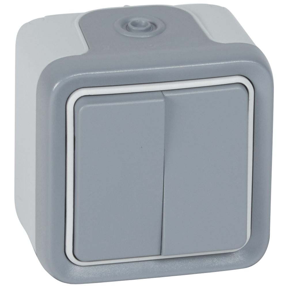 Переключатель Legrand PLEXO двухклавишный 10А серый IP55