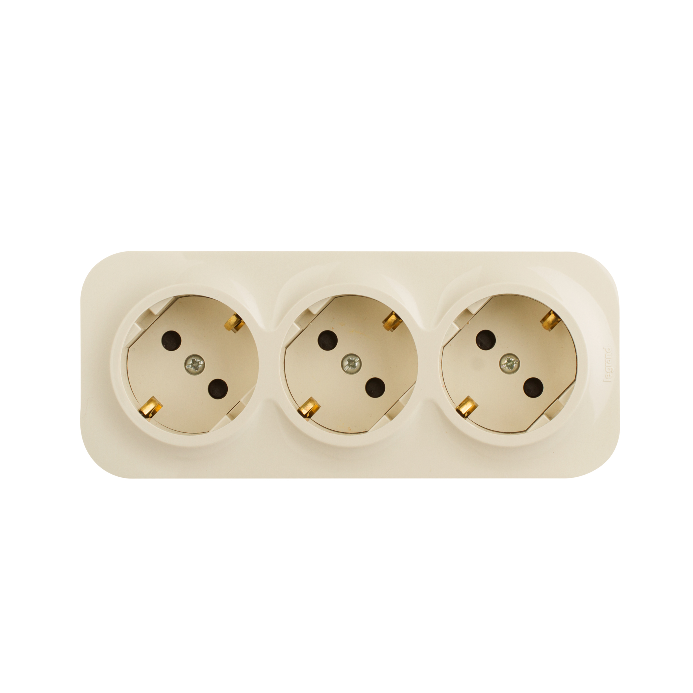 Розеточный блок Legrand Quteo с предварительным подключением 3 x 2К+З с защитными шторками - 16 A - 250 В IP 20 Слоновая кость