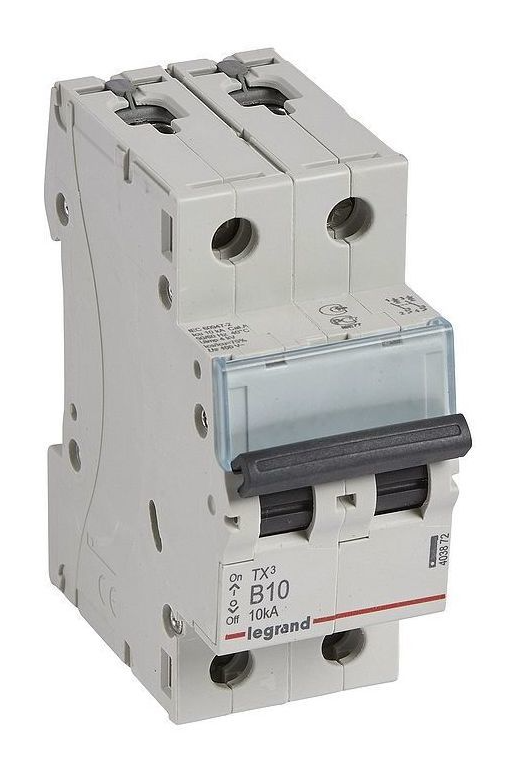 Выключатель автоматический двухполюсный Legrand 10А B TX3 6кА/10кА