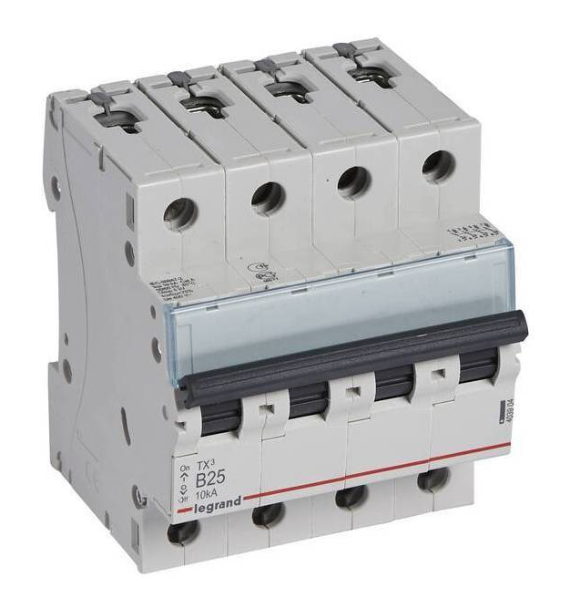 Выключатель автоматический четырехполюсный Legrand 25А B TX3 6kA/10kA