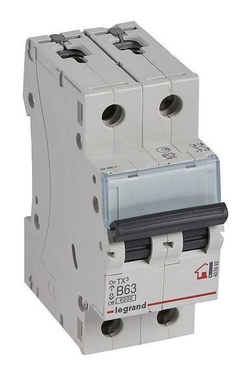 Выключатель автоматический двухполюсный Legrand 63А B TX3 6kA