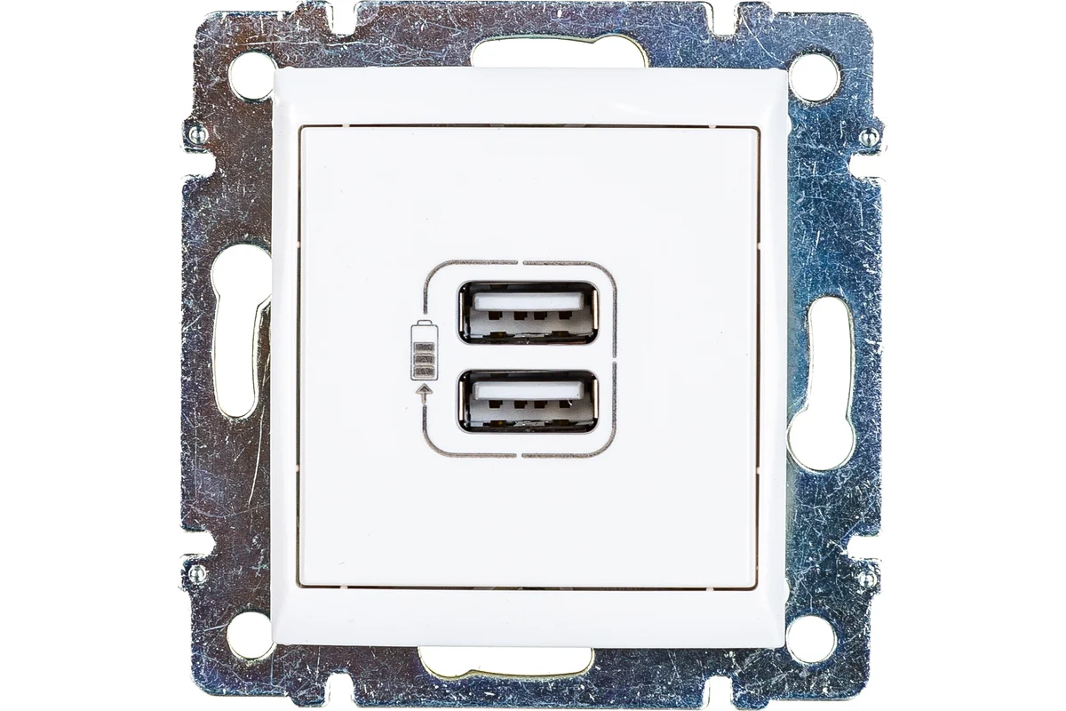Розетка двойная Legrand Valena Classic USB, белый