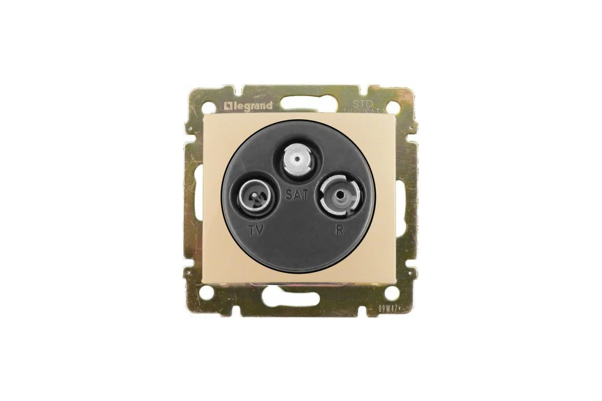 Розетка телевизионная Legrand Valena Classic TV+R+SAT, проходной разъём, 14 дБ, слоновая кость