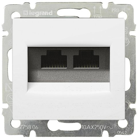 Розетка компьютерная Legrand VALENA RJ45х2 в рамку кат.5е белая