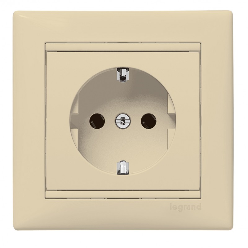 Розетка Legrand Valena с заземлением, с рамкой, 16А, 250В, слоновая кость