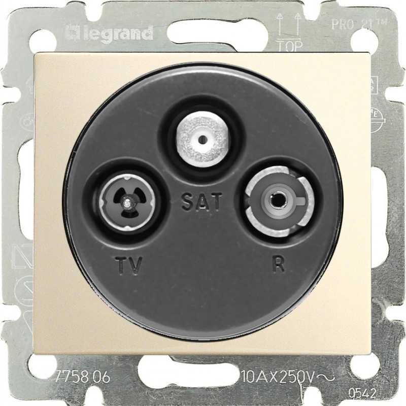 Розетка телевизионная Legrand VALENA TV-FM-SAT звезда в рамку слоновая кость