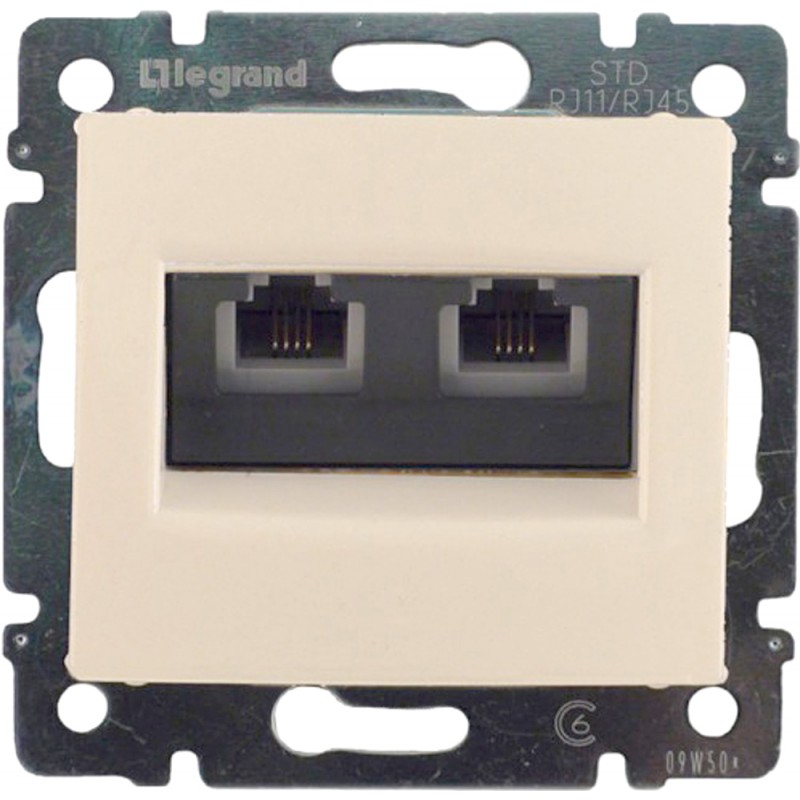 Розетка телефонная Legrand VALENA RJ11x2 в рамку слоновая кость