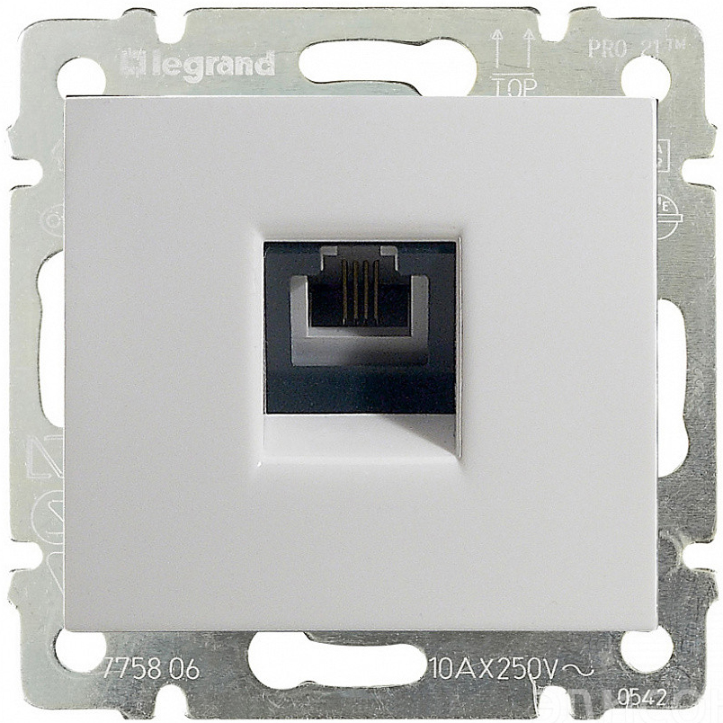 Розетка телефонная Legrand VALENA RJ11х1 в рамку белая