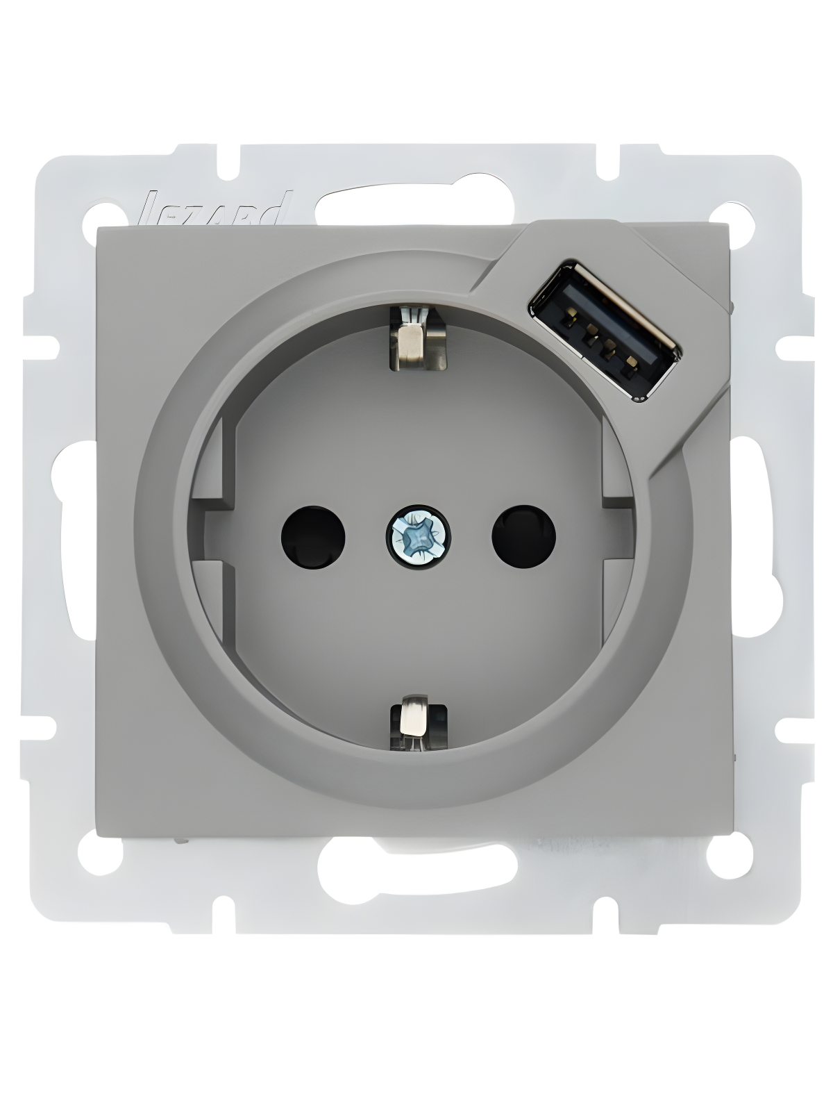 Розетка Lezard Vesna с заземлением + USB разъём платина 742-3588-181 купить с доставкой по РФ