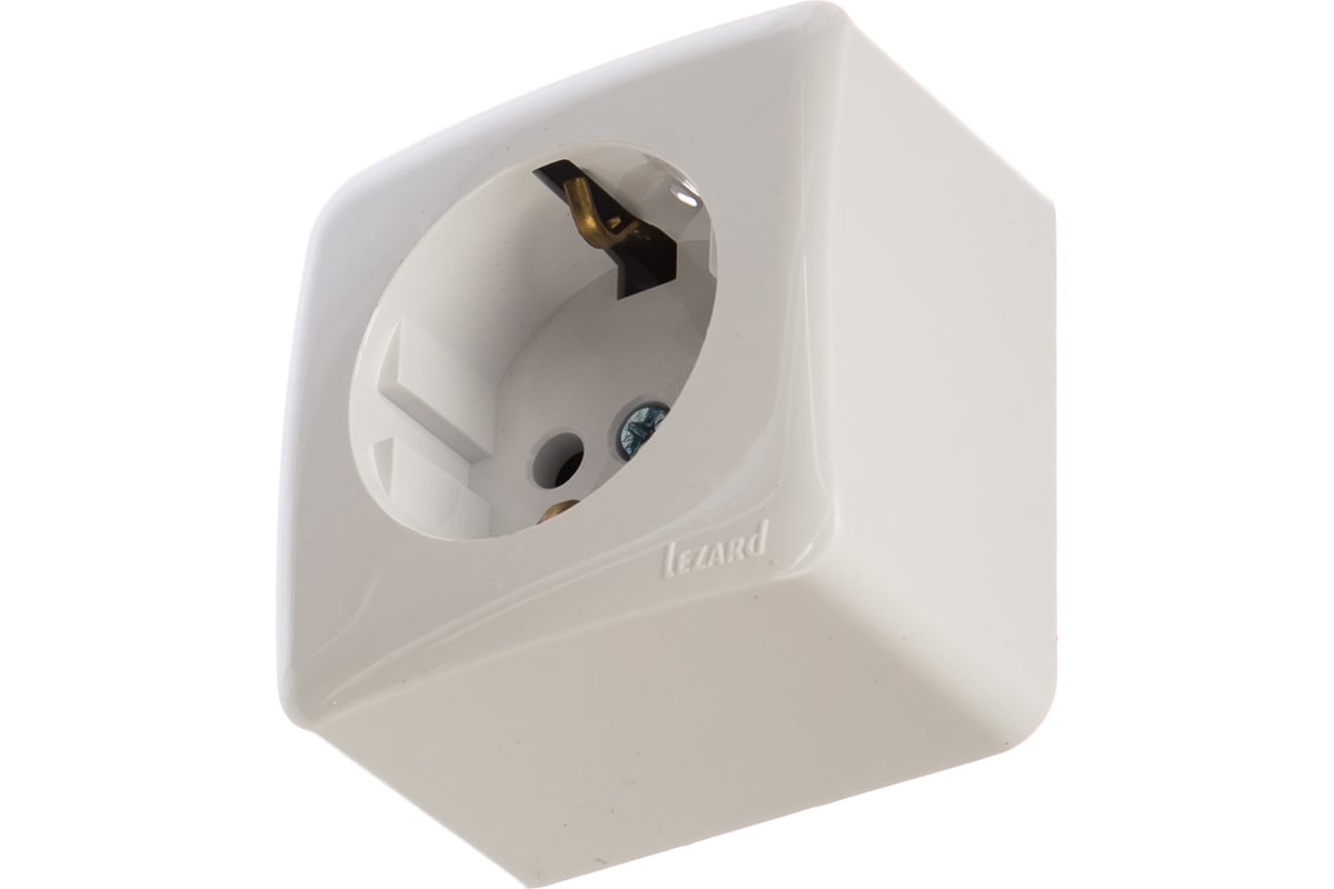 Розетка Lezard Viola с заземлением белая 751-0200-122 16А IP20