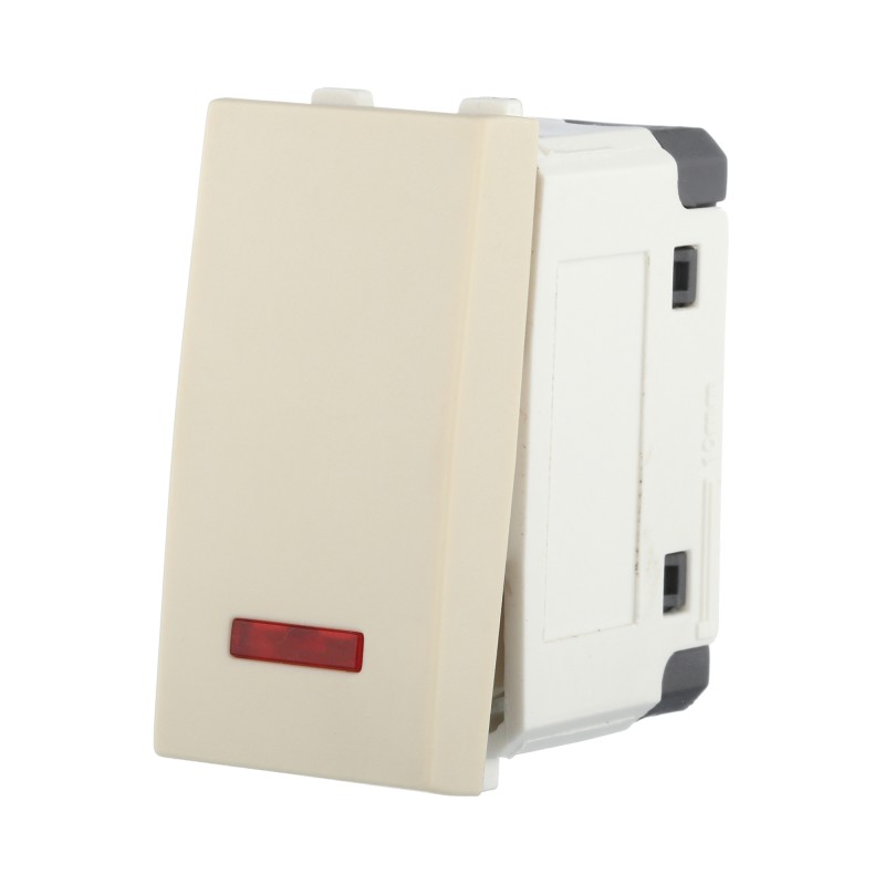 Переключатель LK Studio LK45 с двух мест, с индикатором 45х22,5мм (схема 6L) 16 A, 250 B (бежевый) купить с доставкой по РФ