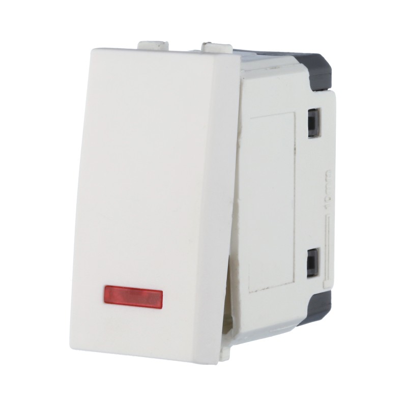 Переключатель LK Studio LK45 с двух мест, с индикатором 45х22,5мм (схема 6L) 16 A, 250 B (белый) купить с доставкой по РФ