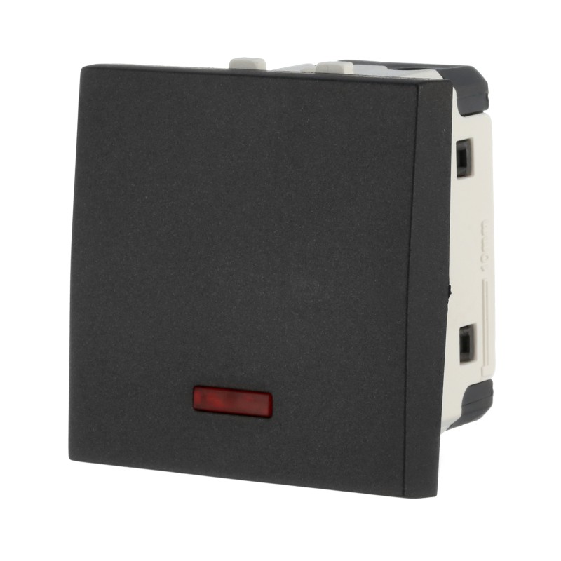 Выключатель LK Studio LK45 с индикатором 45х45мм (схема 1L) 16 A, 250 B (серебристый металлик) купить с доставкой по РФ
