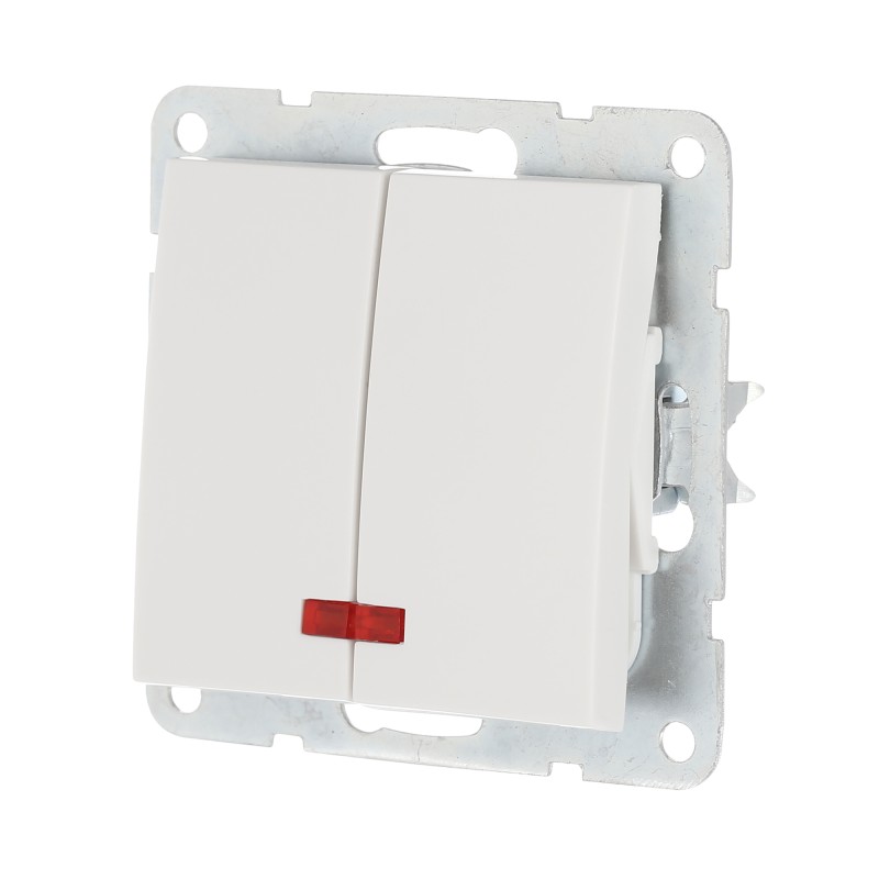 Выключатель LK Studio LK60 двухклавишный с индикаторами (схема 5L) 16 A, 250 B (белый) купить с доставкой по РФ