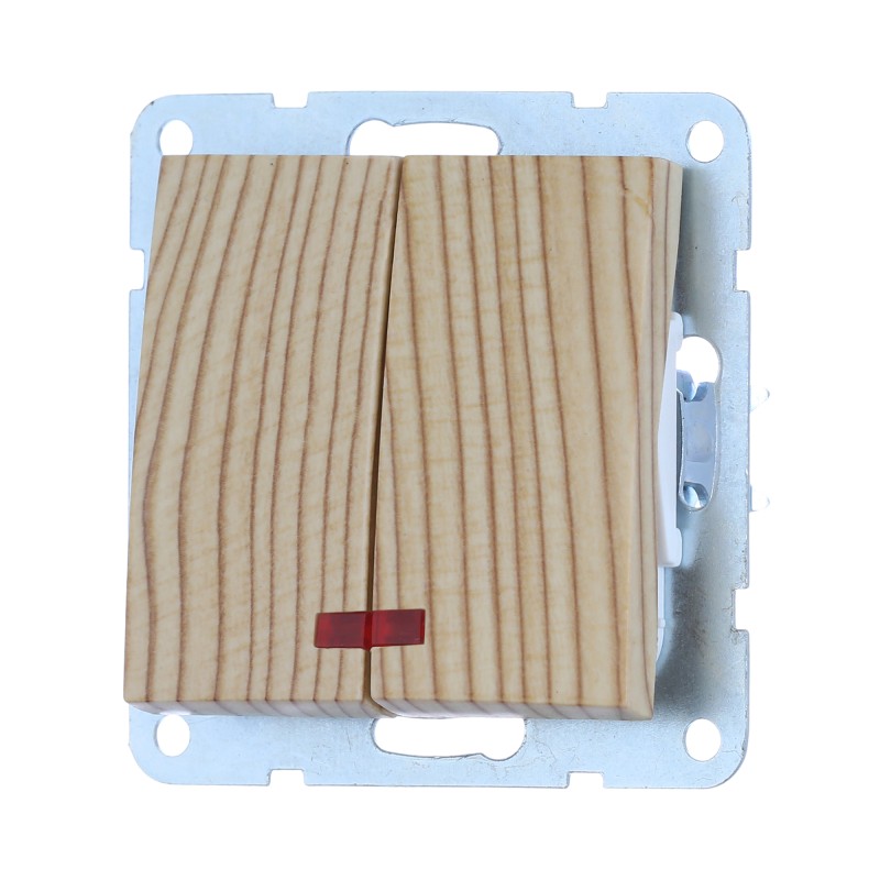 Выключатель LK Studio LK60 двухклавишный с индикаторами (схема 5L) 16 A, 250 B (сосна) купить с доставкой по РФ