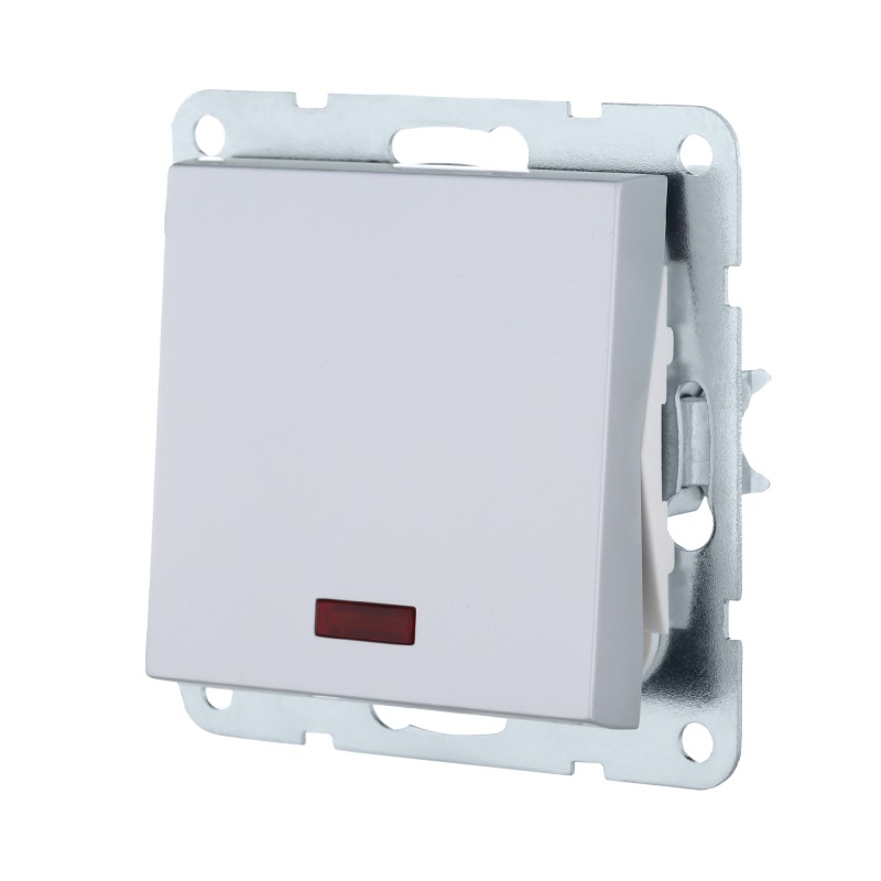 Переключатель LK Studio LK80 на 2 направления, c индикатором (схема 6L) 16 A, 250 B (серебристый металлик) купить с доставкой по РФ