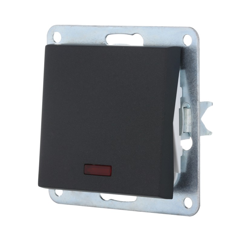 Переключатель LK Studio LK80 на 2 направления, c индикатором (схема 6L) 16 A, 250 B (черный бархат) купить с доставкой по РФ