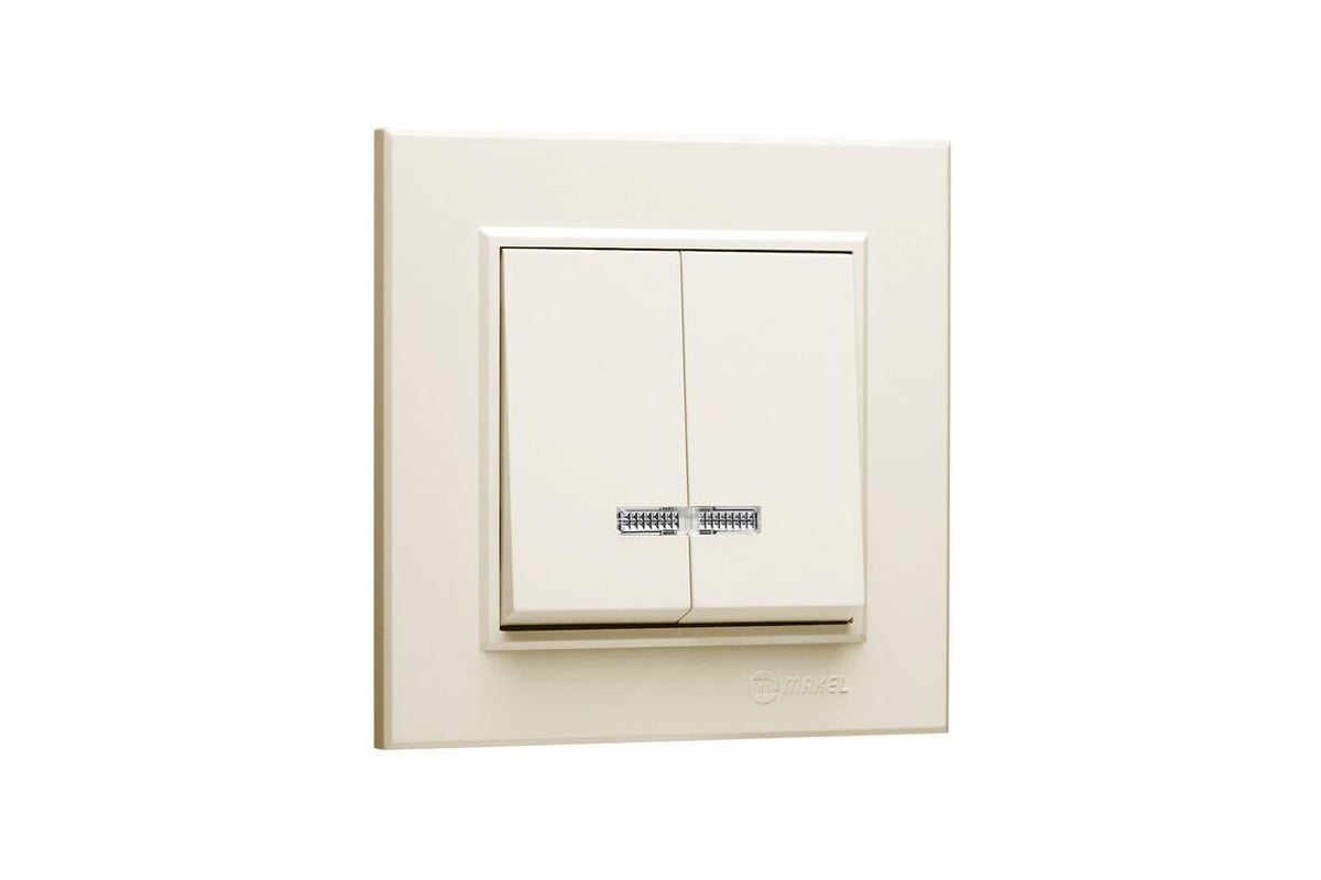 Выключатель 2-кл. СП Karea 10А IP20 с подсветкой крем. Makel 56010023
