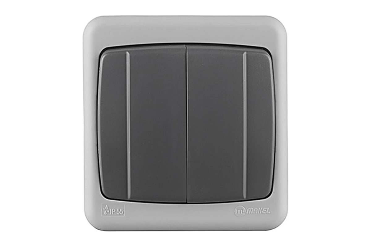 Выключатель MAKEL двухклавишный о/у серый IP55 36064003 купить с доставкой по РФ