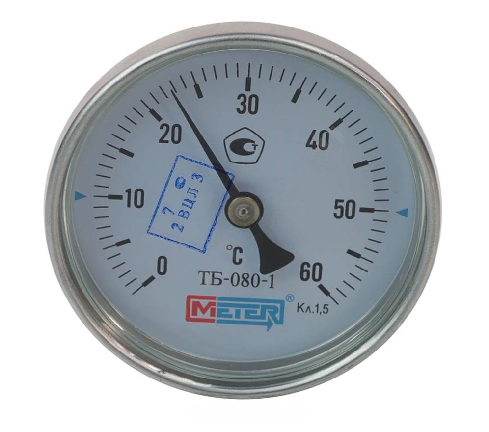 Термометр биметаллический осевой МЕТЕР ДК80 60С L=40ММ G1/2" ТБ-080-1