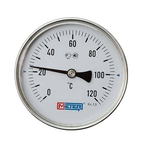 Термометр биметалл ТБ100 120С Дк100 L=60 G1/2" осев Метер