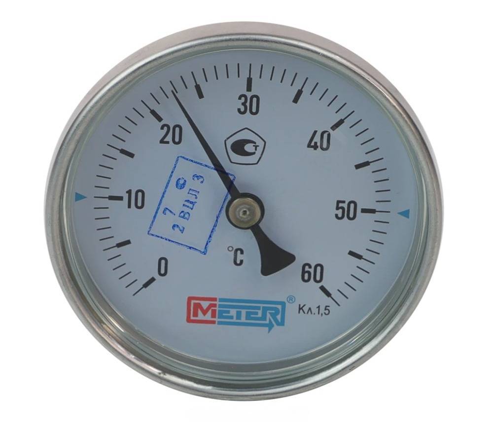 Термометр биметалл ТБ-100-1 60С Дк100 L=60 G1/2" осев Метер