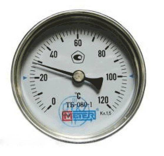Термометр биметалл ТБ80 120С Дк80 L=80 G1/2" осев Метер