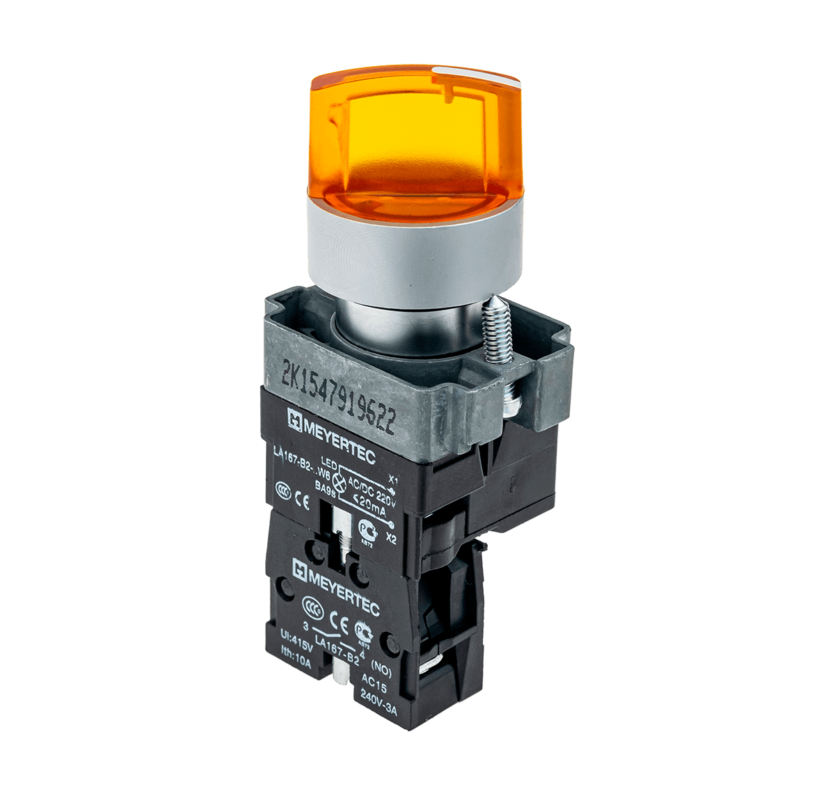 Переключатель с подсветкой Meyertec MTB2-BK3563 с фиксацией желтый 3 положения