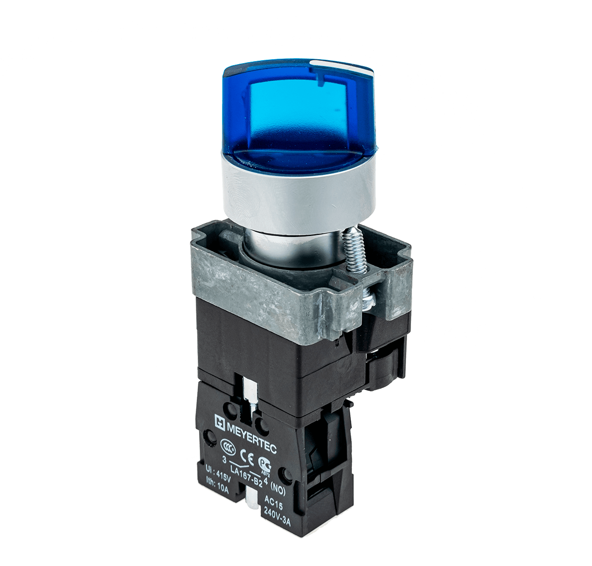 Переключатель с подсветкой Meyertec MTB2-BK3661 с фиксацией синий 3 положения купить с доставкой по РФ