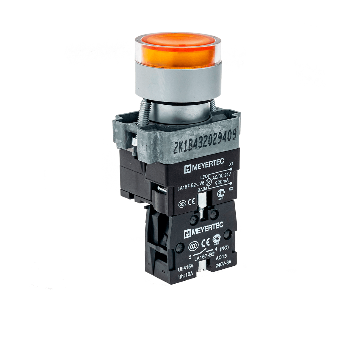 Кнопка с подсветкой желтая Meyertec MTB2-BW3561