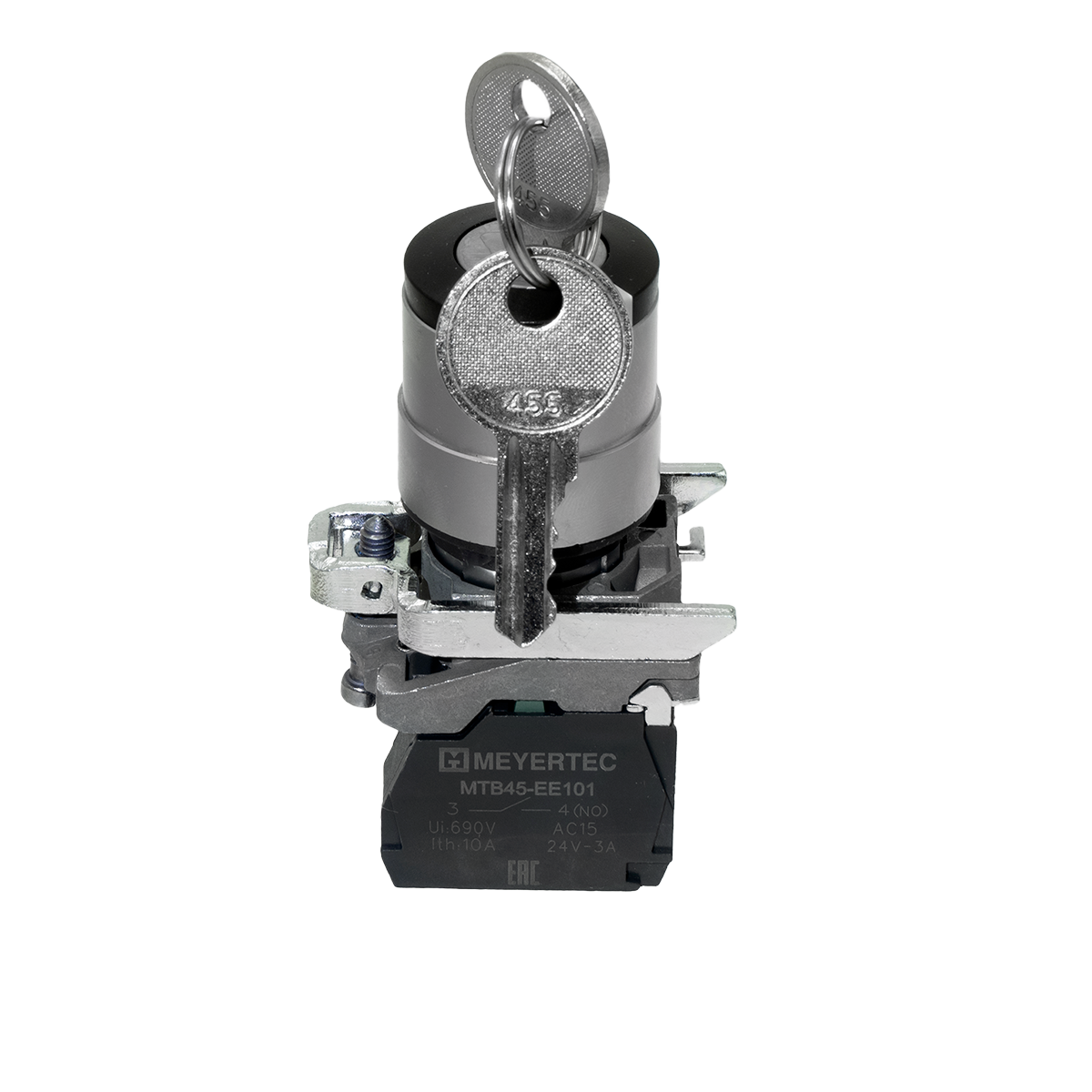 Переключатель Meyertec MTB4-BG21 с ключом на 2 положения с фиксацией 1 выемка заказать со складов по всей России