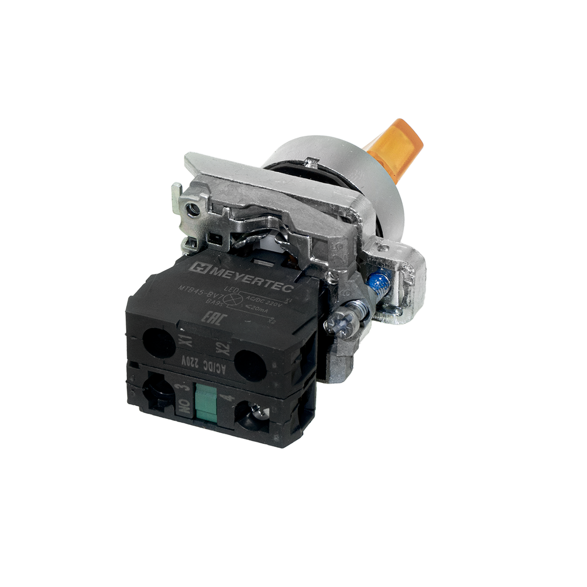 Переключатель Meyertec MTB4-BK25713 на 2 положения с фиксацией и подсветкой желтый заказать со складов по всей России