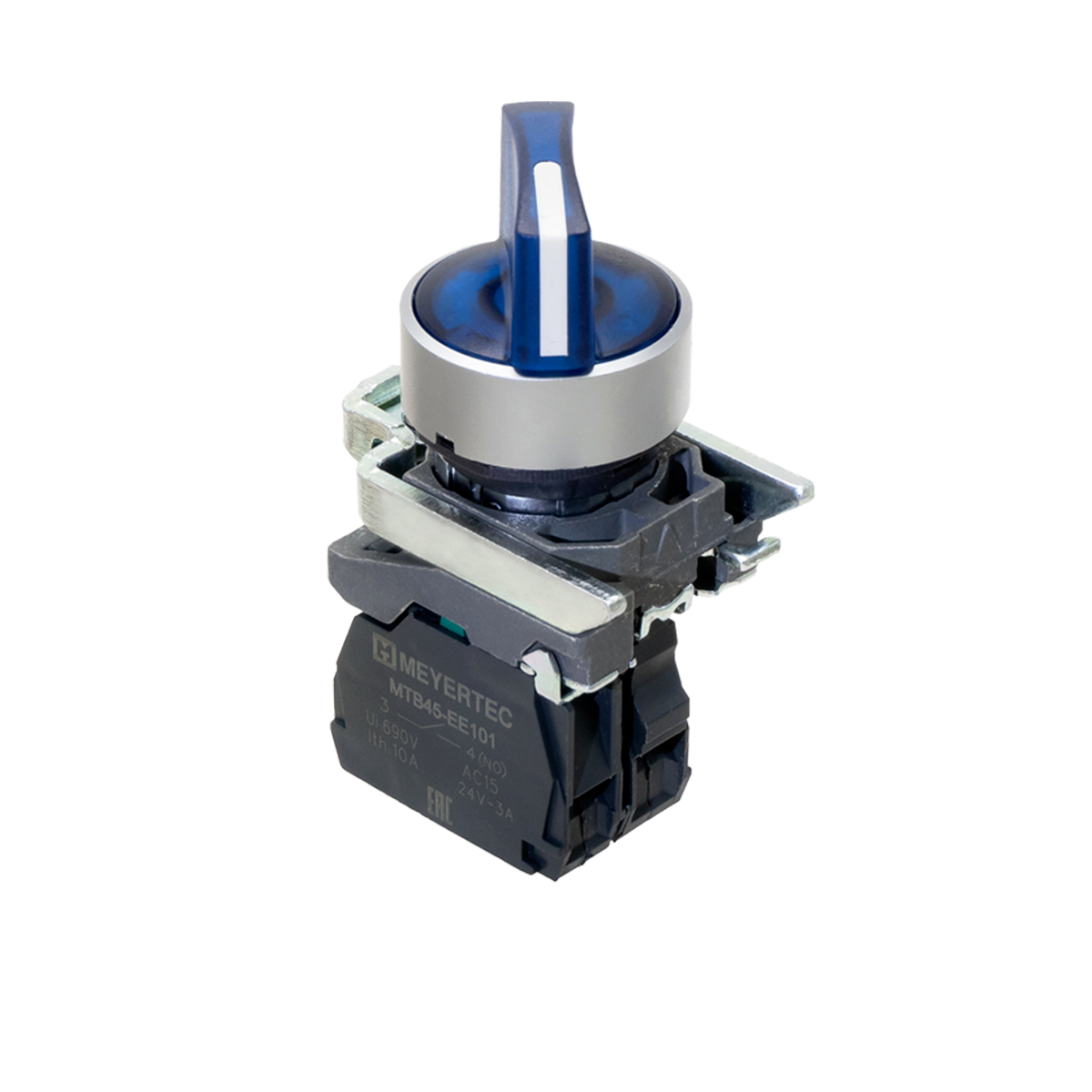 Переключатель Meyertec MTB4-BK26711 на 2 положения с фиксацией и подсветкой синий купить с доставкой по РФ