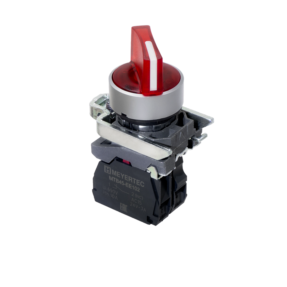 Переключатель Meyertec MTB4-BK34721 на 3 положения с фиксацией и подсветкой красный купить с доставкой по РФ