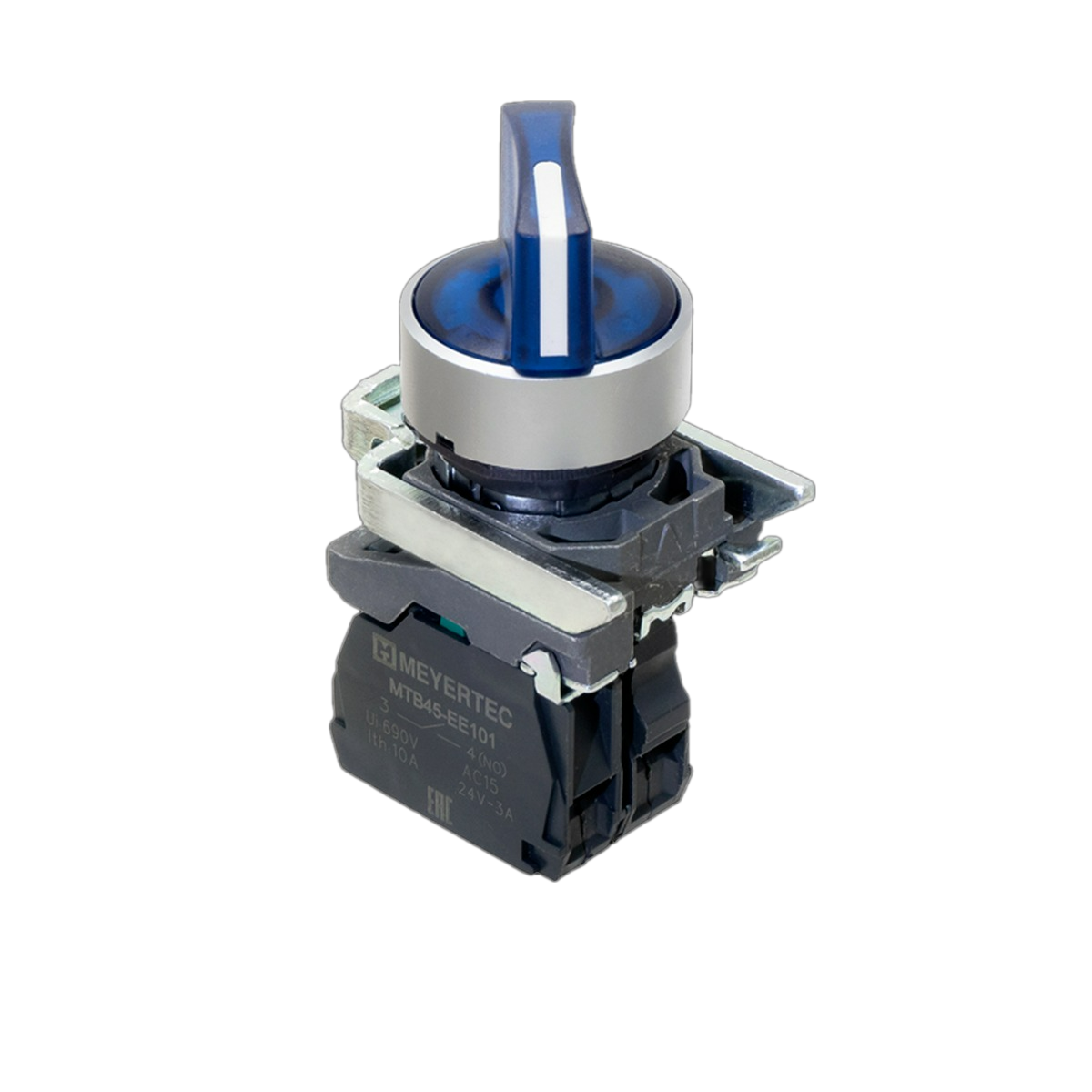Переключатель Meyertec MTB4-BK36713 на 3 положения с фиксацией и подсветкой синий купить с доставкой по РФ