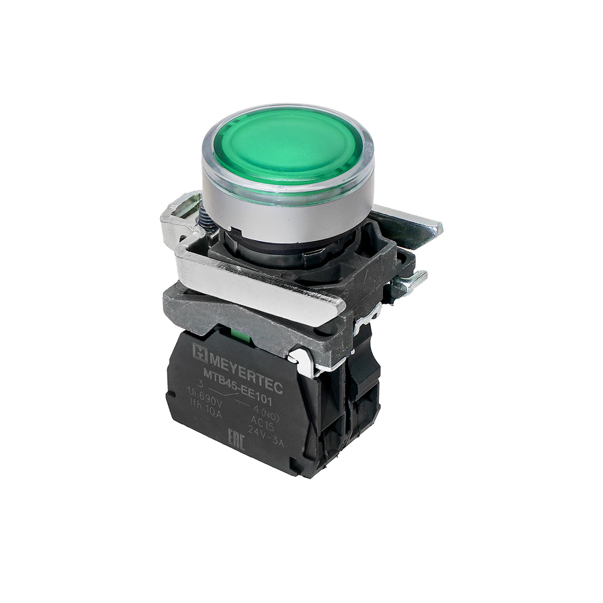 Кнопка зеленая с подсветкой Meyertec MTB4-BW33713 купить с доставкой по РФ