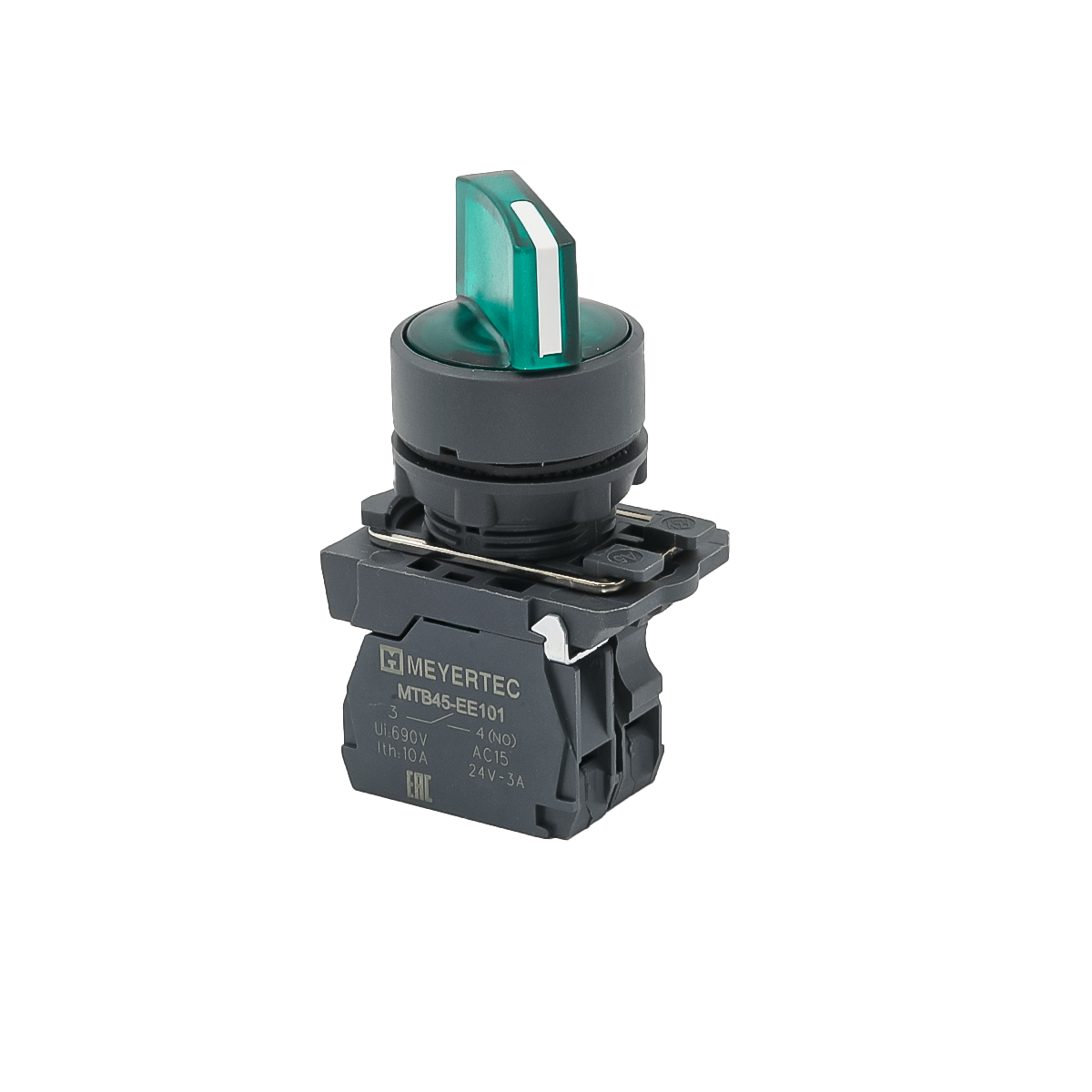 Переключатель Meyertec MTB5-AK23711 на 2 положения с фиксацией и подсветкой зеленый купить с доставкой по РФ