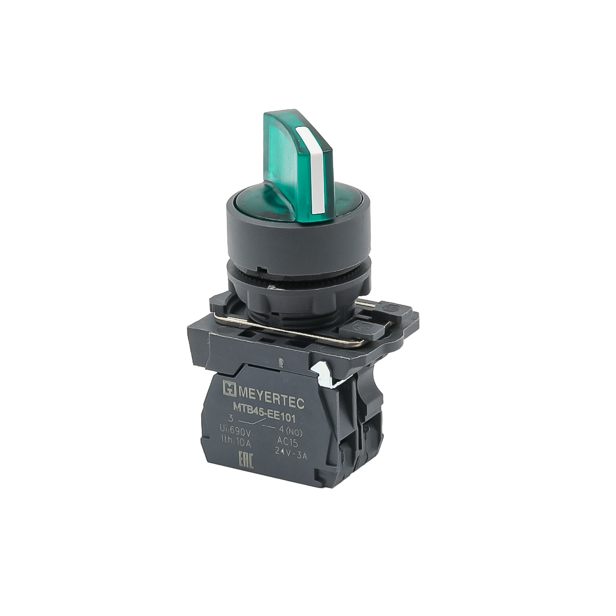 Переключатель Meyertec MTB5-AK23713 на 2 положения с фиксацией и подсветкой зеленый купить с доставкой по РФ